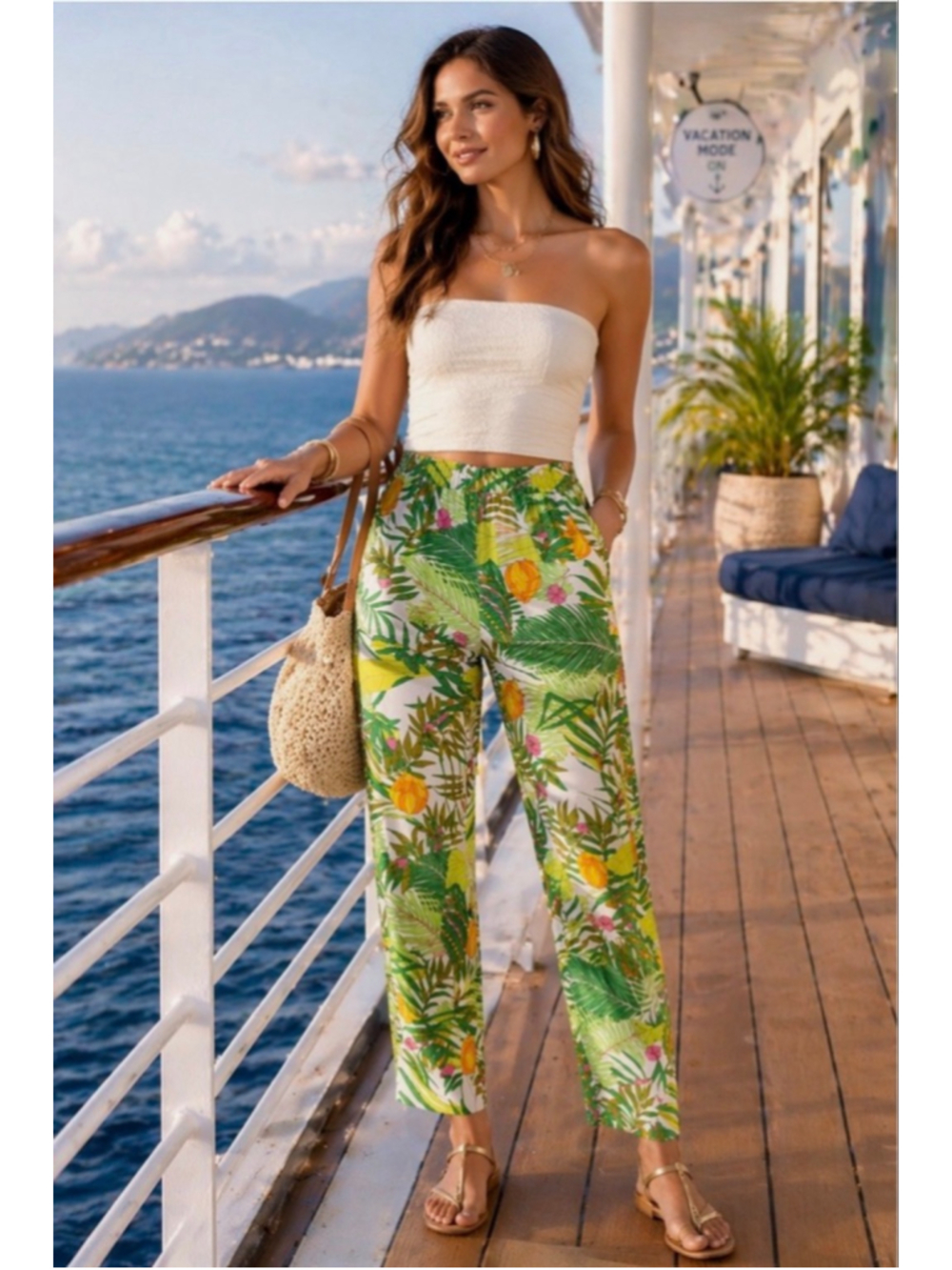 Trina Turk Tropical Print Cover-Up Pants|Small|NWT